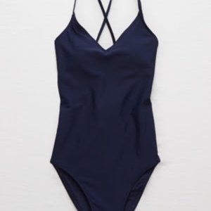 Aerie Navy Tie Back One Piece Swimsuit | Size 8